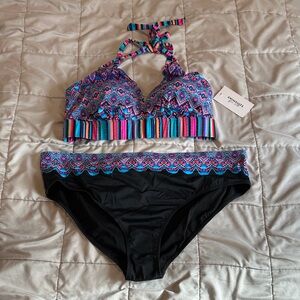 Swimsuits for All - Colorful Geometric Bikini Set - Size 22 NWT